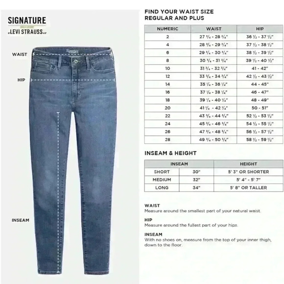 Signature by Levi Strauss & Co. Gold Totally Shaping Pull-on Skinny Jeans 10M - Picture 4 of 7